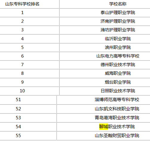 聊城专科大学省内排名
